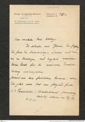 Nachlass Franz Steindachner, Brief von A. Brauer an Franz Steindachner (03.07.1912), Inv.Nr. 53.05, Seite 1